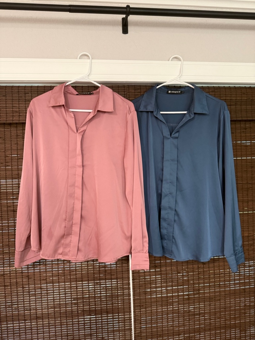 Allegra K Men’s Button-Up Shirt Duo in Dusty Rose and Slate Blue